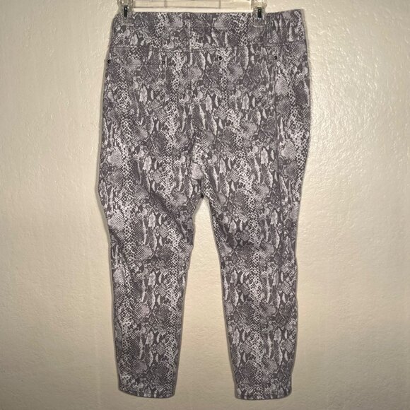 Gray & White Snake Print Women Leggings Pull-on 3X Cotton Blend Stretch - Picture 4 of 12